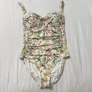 Niptuck Swim One Piece Swimsuit with Decorative floral Pattern NWOT